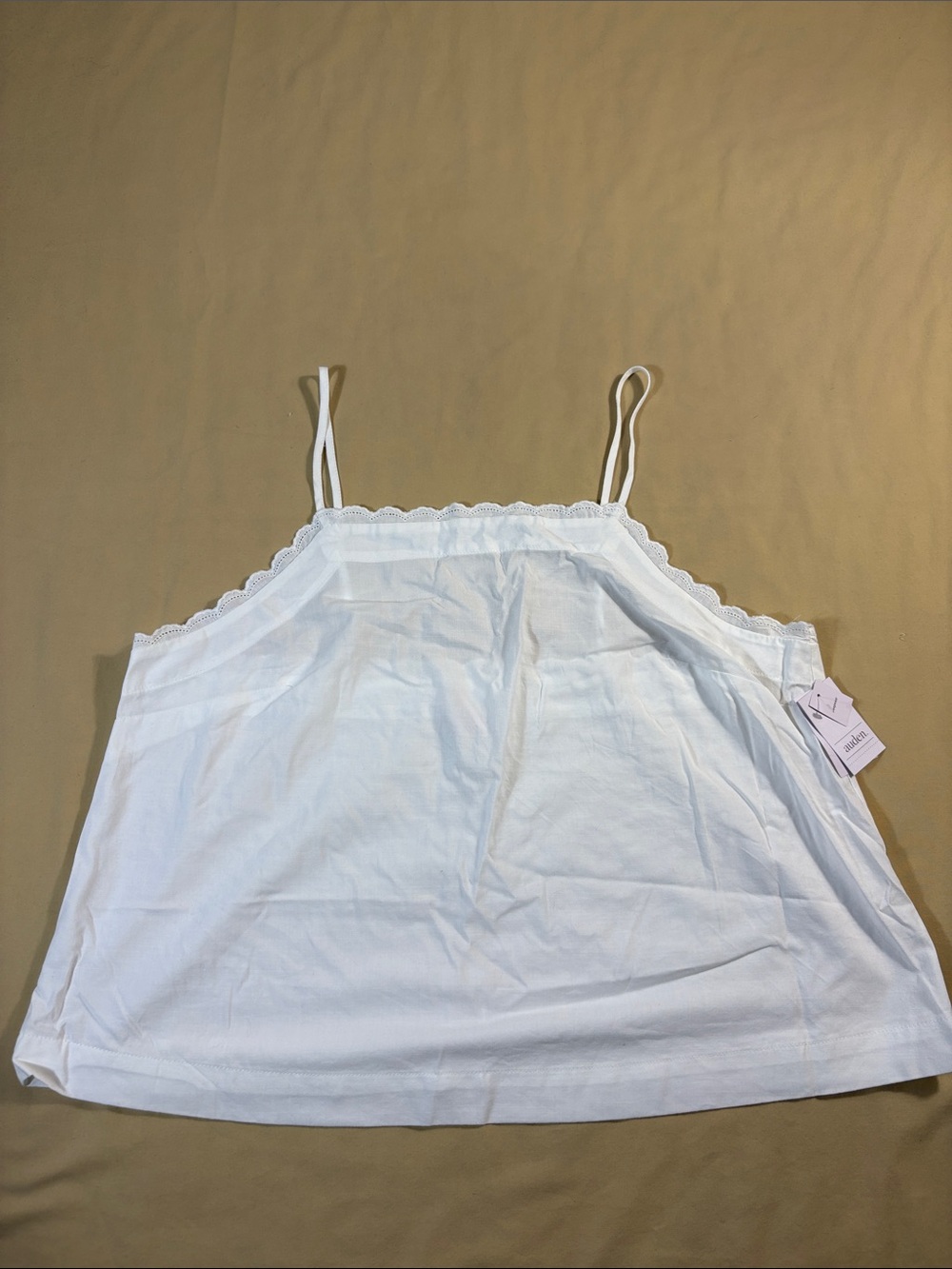 NWT Auden Women's Cotton Blend Eyelet Tank Top Sleepwear White XL